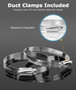 Flexible 4-Inch 8-Feet Long Aluminum Ducting, 4-Layer Protection Heavy-Duty Dryer Vent Hose for Heating Cooling Ventilation and Exhaust, with 2 Duct Clamps