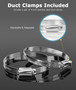Flexible 8-Inch 25-Feet Long Aluminum Ducting, 4-Layer Protection Heavy-Duty Dryer Vent Hose for Heating Cooling Ventilation and Exhaust, with 2 Duct Clamps