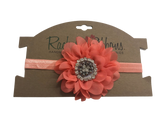 Satin Stretch Headband w/ Jewel Peony