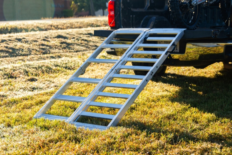 The BikeMaster Stair Ramp makes motorcycle loading safe and easy. Crafted from lightweight aluminum, it supports up to 500 lbs. and is simple to carry and set up.