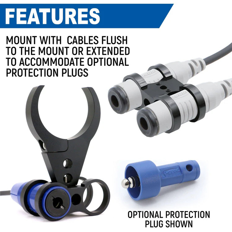 Rugged Radios Dual Headset or Helmet Jack - Bar Mount Offroad