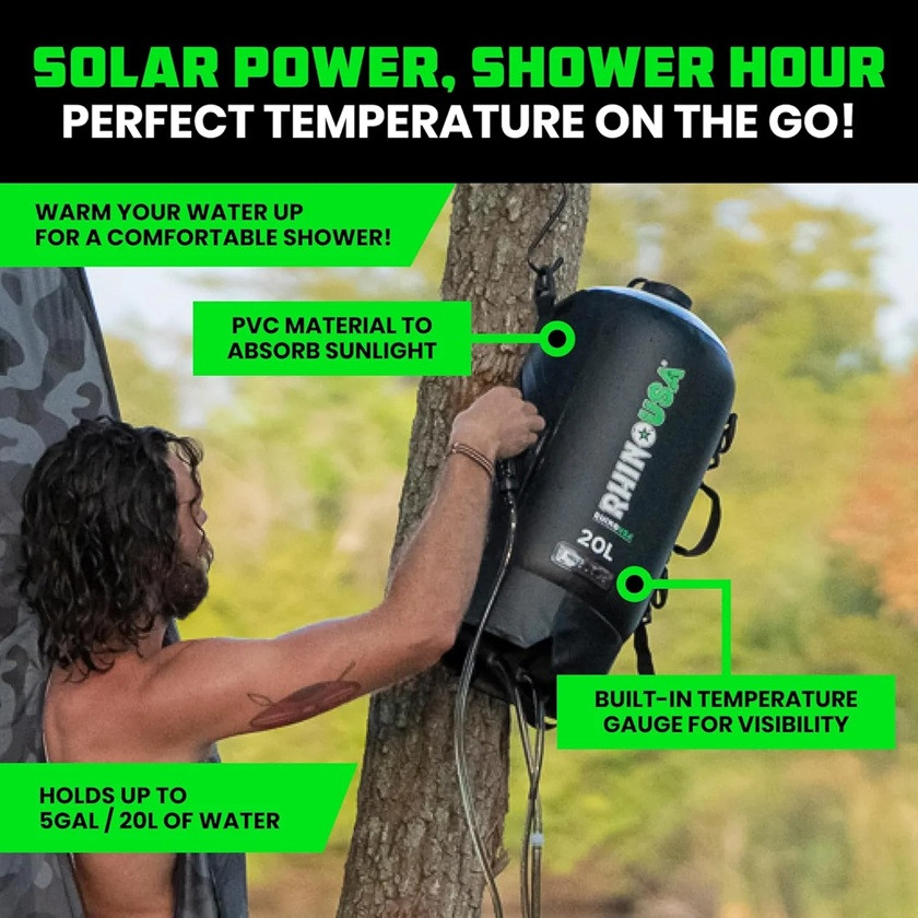 Rhino USA Portable Pressurized Camp Shower - Black - 5 Gallon