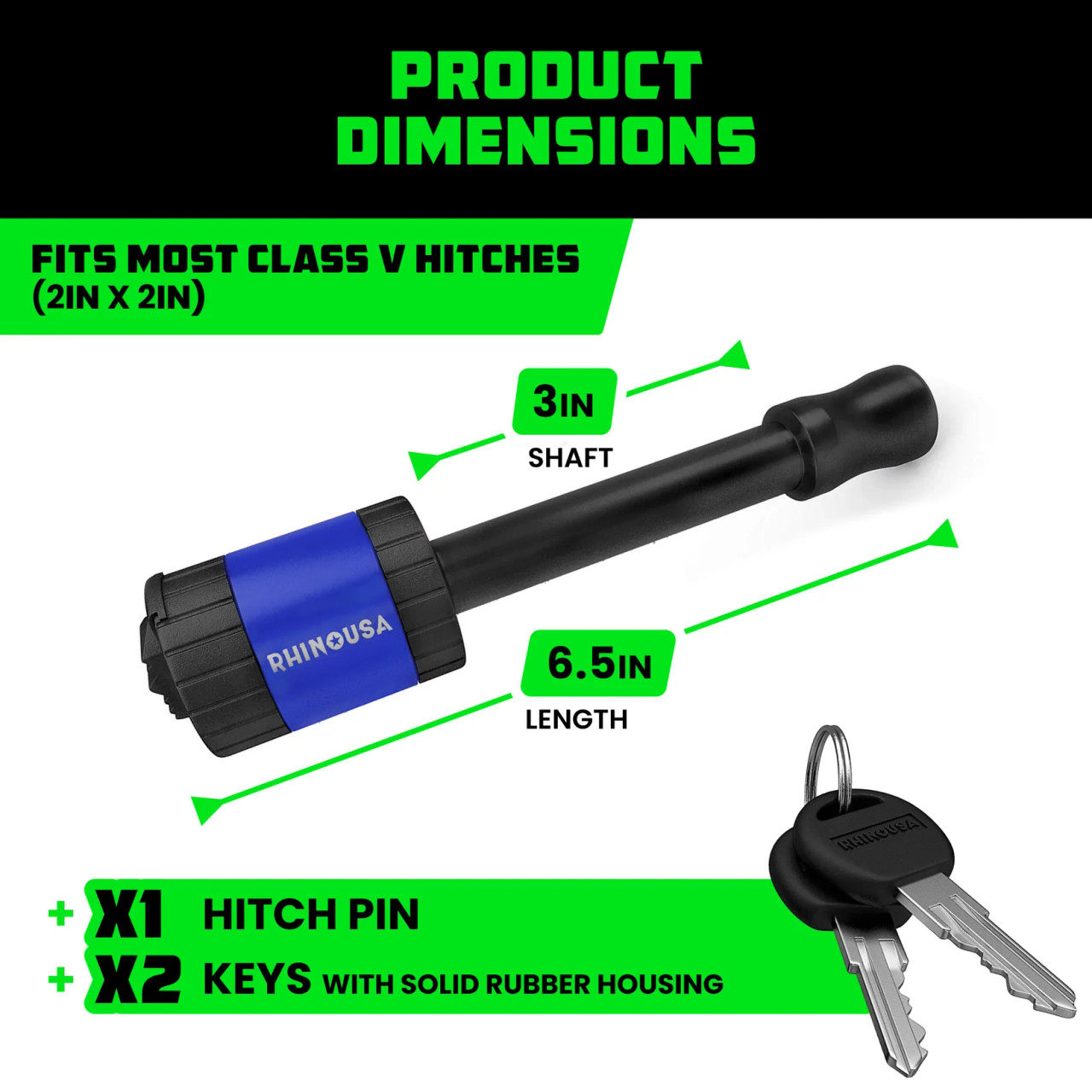 Rhino USA 2" Locking Trailer Hitch Pin