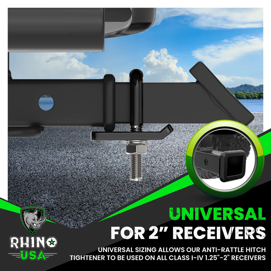 Introducing Rhino USA Anti Rattle Hitch Tightener – the ultimate solution to eliminate annoying hitch noise and vibration.