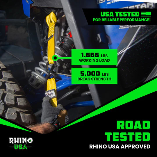 Rhino USA Soft Loop Tie-Down Straps - 4-Pack (Yellow)