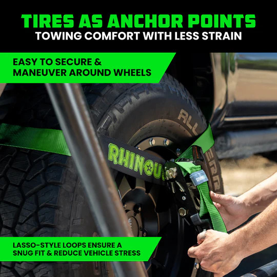 Rhino USA Car-Tie-Down Lasso Straps - Snap Hook (Green)
