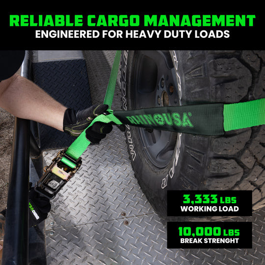 Rhino USA Car-Tie-Down Lasso Straps - Snap Hook (Green)