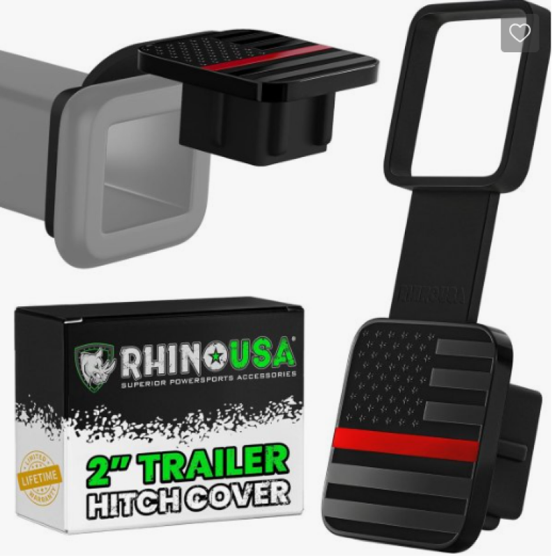Rhino USA 2In American Flag Hitch Cover - Black & Red - TO-HTCVRUSA-RED User 1