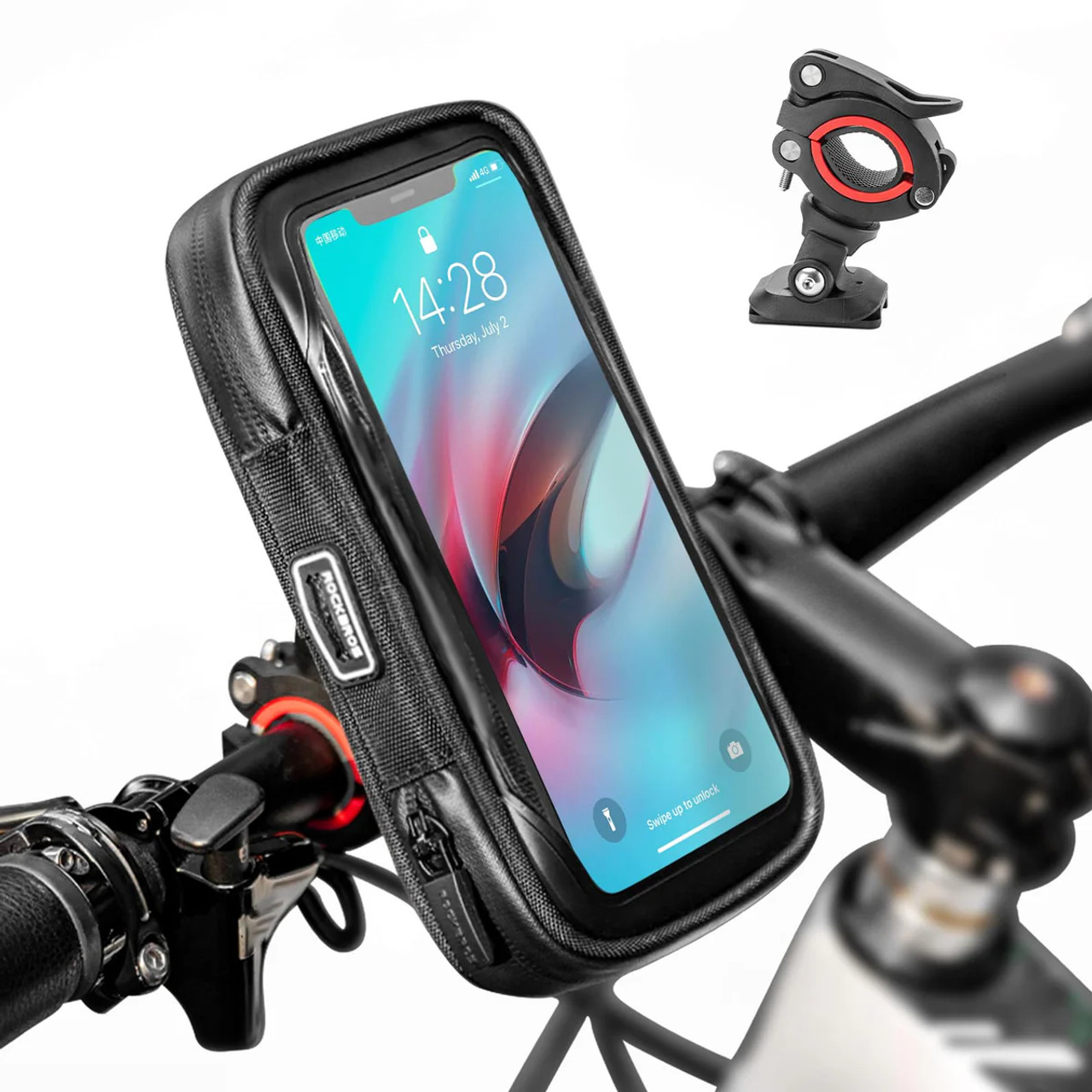 ROCKBROS Bike Phone Mount 270° Rotatable Quick Release Bike Phone Holder Handlebar Bag