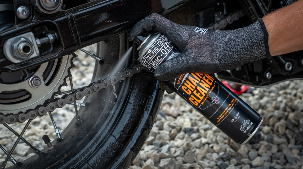 Formulated to quickly and safely remove dirt, lube and heavy chain grime using advanced solvents. Muc-Off Chain Cleaner uses a unique formula to rapidly shred grime to remove contaminants and leave the entire chain sparkling.