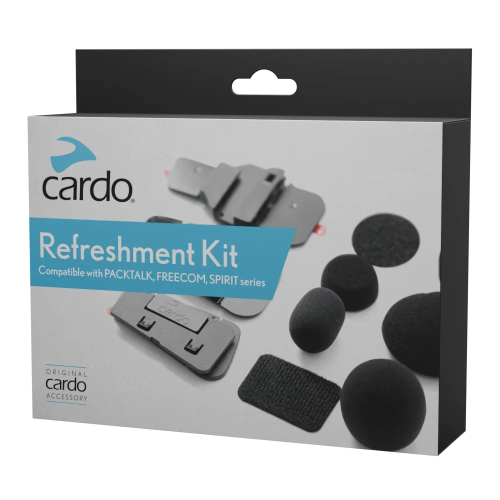 Refresh your Cardo communication system (compatible with PACKTALK, FREECOM and SPIRIT series). Replace old parts or install in a new helmet, use this all in one kit to replace old parts.