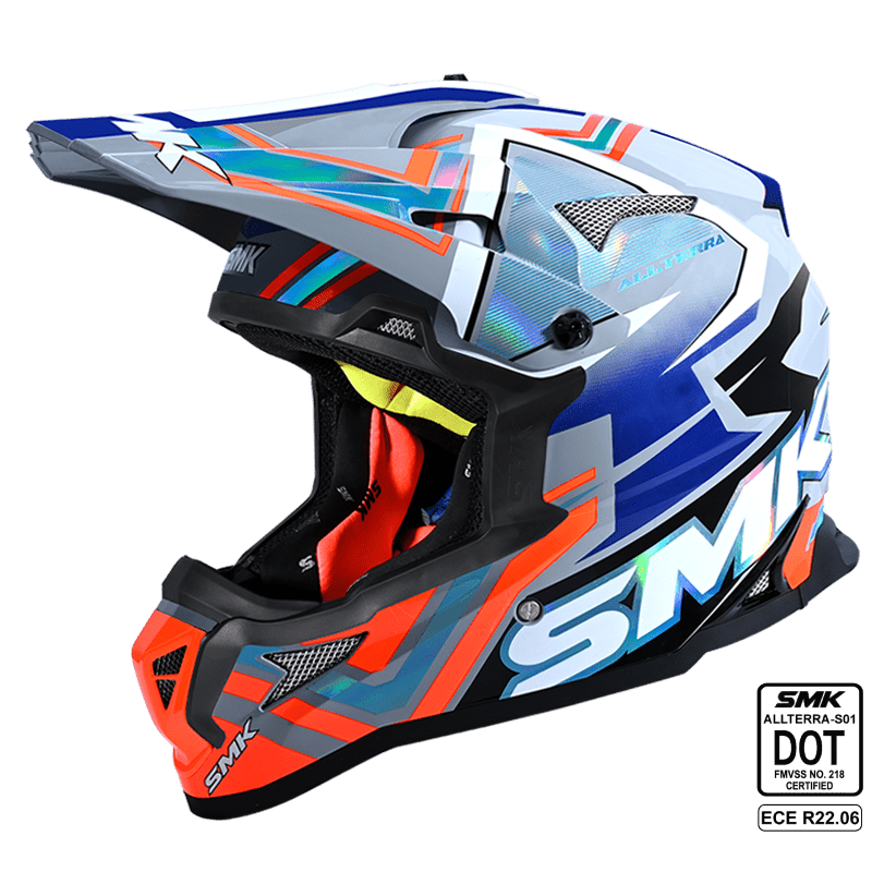 SMK Allterra S01 X-Aces (Chrome) Helmet - GL657 (Blue/Red/Chrome)