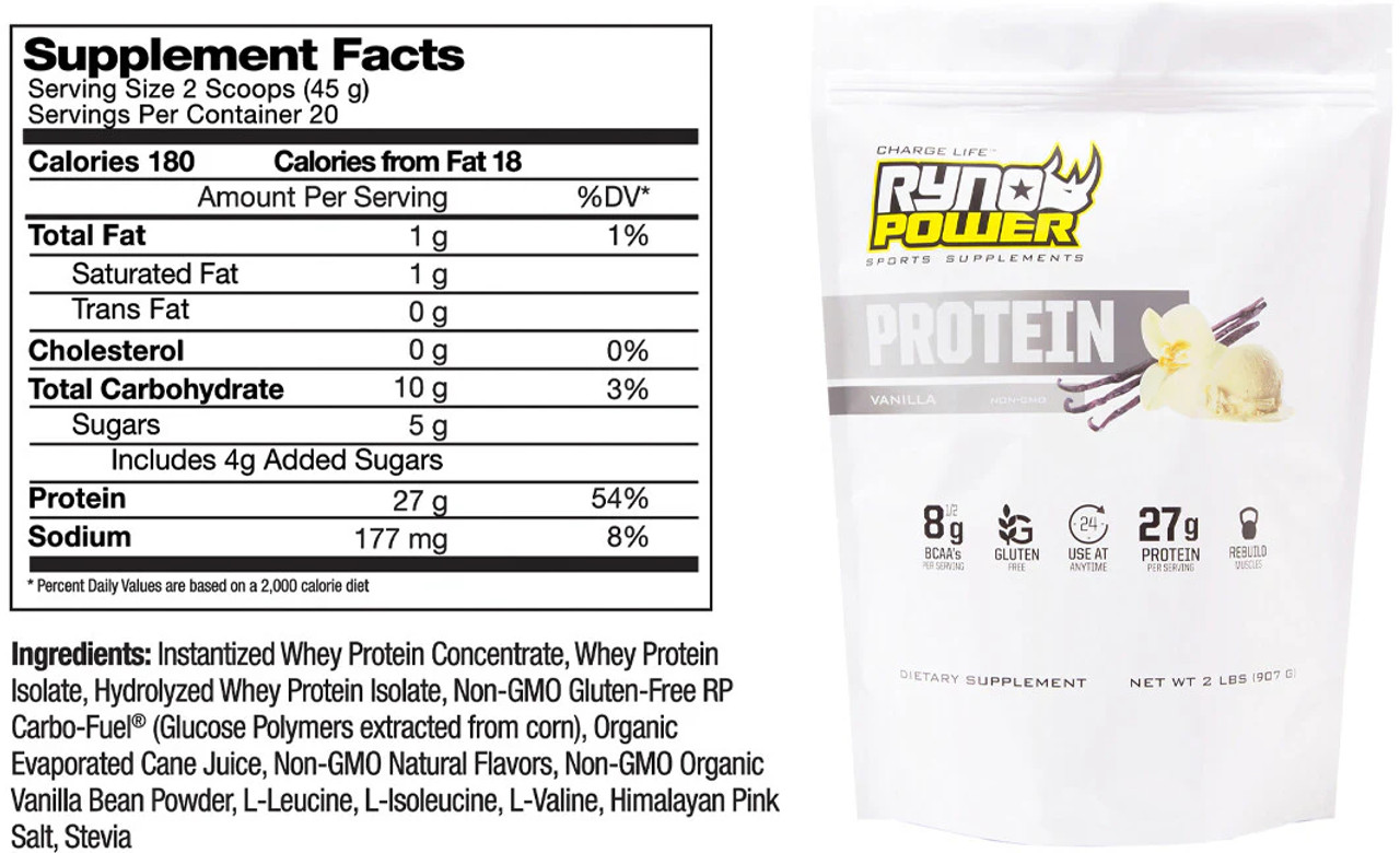 Ryno Power Vanilla Protein Whey Powder