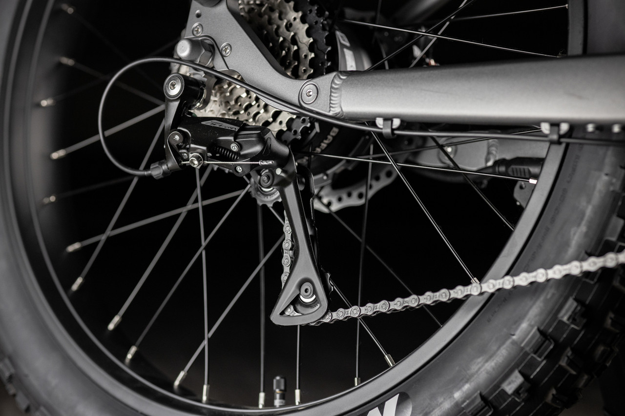 Rambo's only AWD full-suspension hunting ebike. The Hellcat 2.0 FS combines dual-motor traction with a full-suspension frame that absorbs trail punishment without slowing you down. LED light bar standard. Available in 20Ah or 30Ah battery. Built for hunters who demand maximum capability across the most demanding terrain they ride.