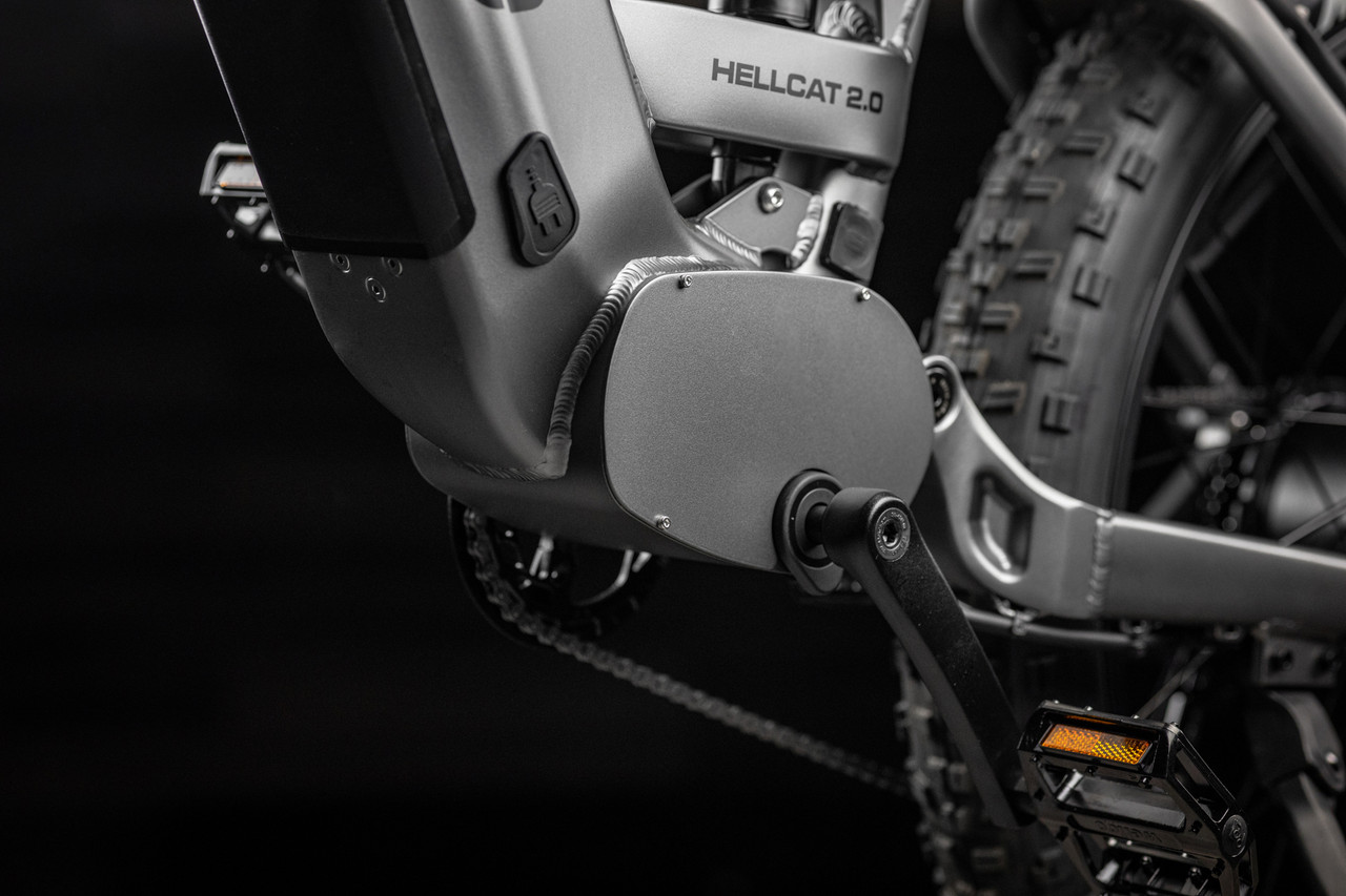 Rambo's only AWD full-suspension hunting ebike. The Hellcat 2.0 FS combines dual-motor traction with a full-suspension frame that absorbs trail punishment without slowing you down. LED light bar standard. Available in 20Ah or 30Ah battery. Built for hunters who demand maximum capability across the most demanding terrain they ride.