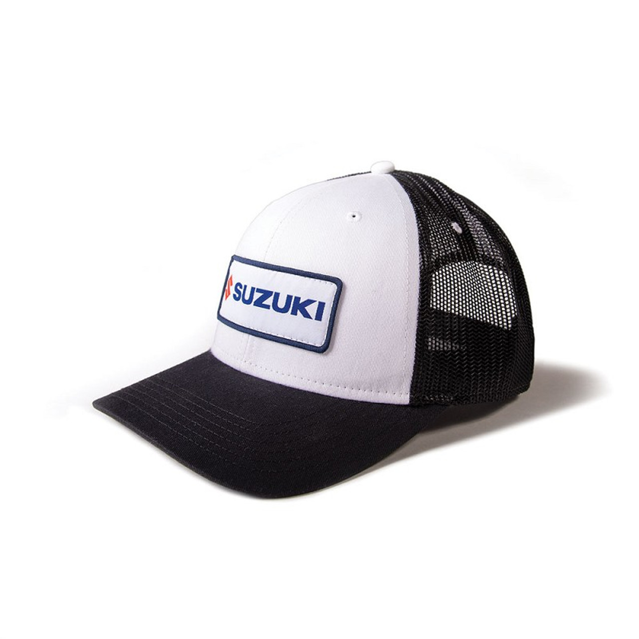 Factory Effex SUZUKI THROWBACK Curved Bill Hat - White-Black Mesh