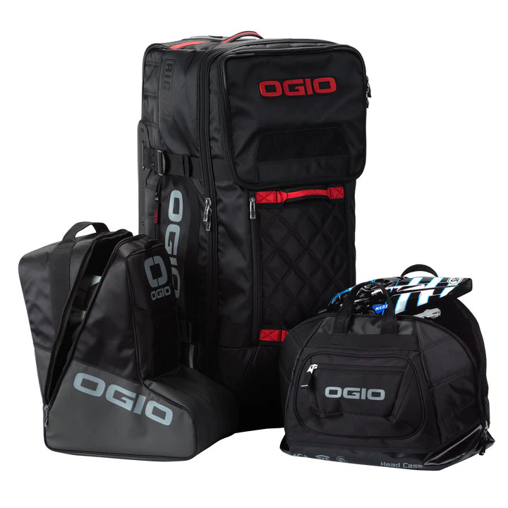 The OGIO Rig T3 gear bag is a colossal set of three bags in one with a massive 145 liter gear bag housing a separate helmet bag and a separate bag for your boots.