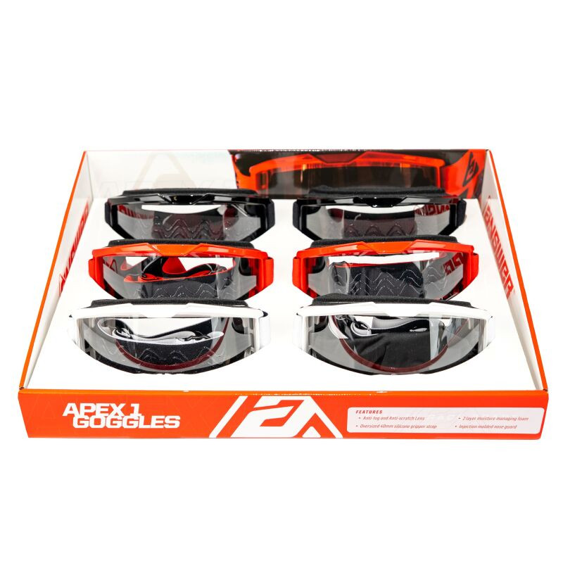 Answer Apex 1 Goggle Assortment with Display - 2 each of Black, White, Red - 475087 User 1