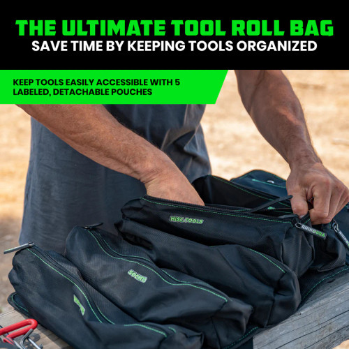 The Rhino USA UTV/4x4 Tool Roll Bag organizer is a rugged and versatile roll-up bag, designed to keep your tools organized, secure, and easily accessible.