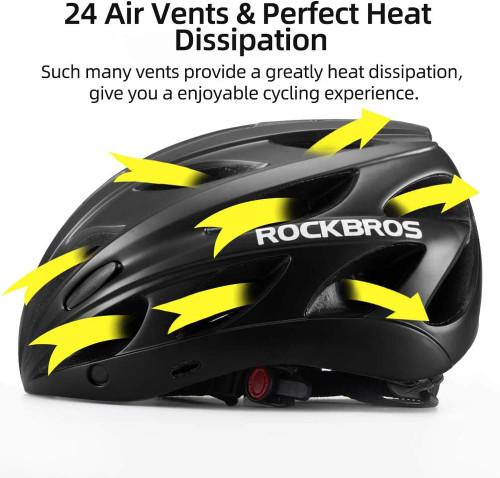 ROCKBROS Lightweight Cycling Helmet with Removable Goggles Sun Visor - Black