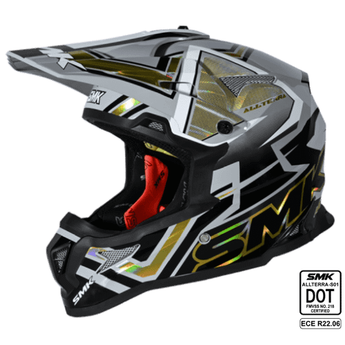 SMK Allterra S01 X-Aces (Chrome) Helmet - GL627 (Grey/Black/Chrome)