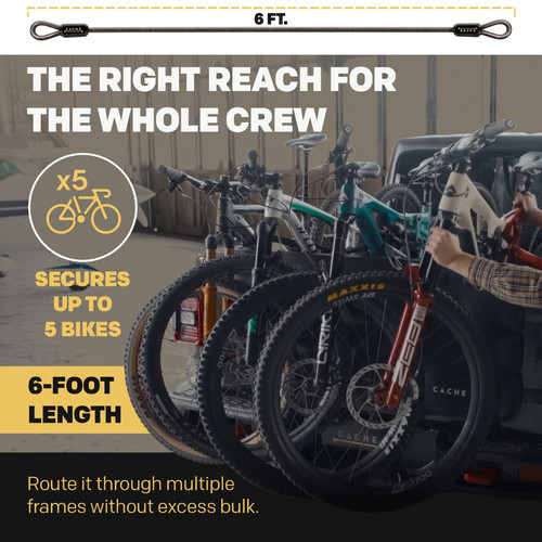 The Cache Anchor Lock was designed with security in mind. The Anchor is built upon 10MM of steel wire beaded cables and sandwiched between neoprene casing to give you a thick and sturdy lock that will deter thieves and keep your valuables locked to your Basecamp Pad.