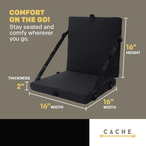 Say goodbye to uncomfortable stadium seats! The Cache Lounger combines lightweight portability, lasting comfort, and convenient built-in storage to upgrade your game-day experience.