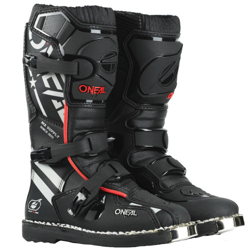 O'NEAL Element Squadron Youth Boots with a stitch on sole and a fully adjustable four buckle closure system, The O’NEAL Element boot can handle exposure to even the toughest elements.