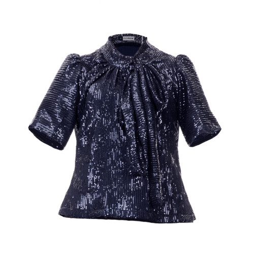 Sequin High Collar Blouse