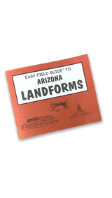 Book cover in red and with with drawing of Arizona landforms