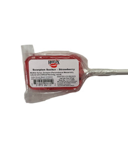 Back of red lollipop with ingredients.
