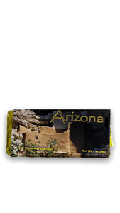 a rectangular chocolate bar with a southwestern image with the title "Arizona" in the top right of the label. Please note that the image of the chocolate bar may vary