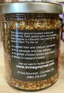 Back of mustard jar with serving suggestions.