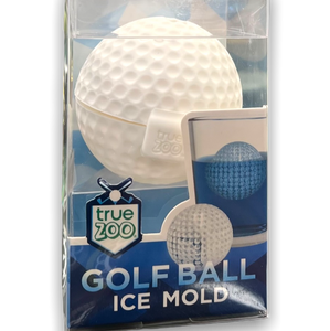 clear plastic packaging with white round golf ball designed ice mold
