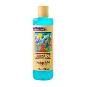Tall clear plastic bottle with light blue contents and yellow label.
