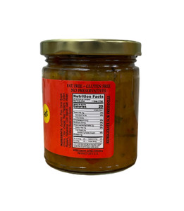 Side of jar with nutrition facts and ingredients.