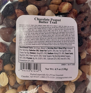 Back of bag with nutritional facts and ingredients.