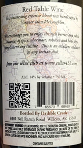 back label for red wine