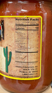 Side of jar with nutrition facts.