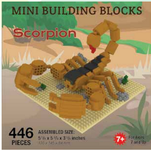 Green and tan square box with a scorpion