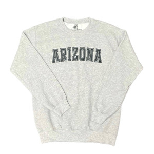 Light gray long sleeve sweatshirt with "Arizona" in gray block letters