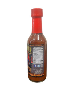 side of the hot sauce bottle showing nutrition label