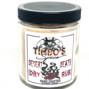 Clear jar with black cap, white label with black and red lettering 