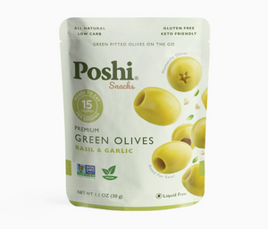 Basil & Garlic Pitted Green Olives 1.1oz