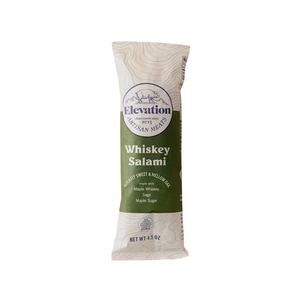 Oblong off-white paper packaging with green front label and white lettering