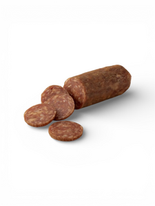 Open salami roll with slices