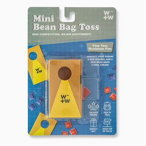 Blue and gray cardboard hanging packaging with window showing game pieces