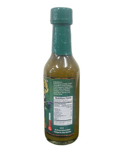 side of the hot sauce bottle showing nutrition label