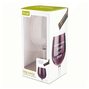Large wine glass in white and green cardboard packaging 