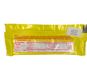 Back of packaging with nutrition facts and ingredients.